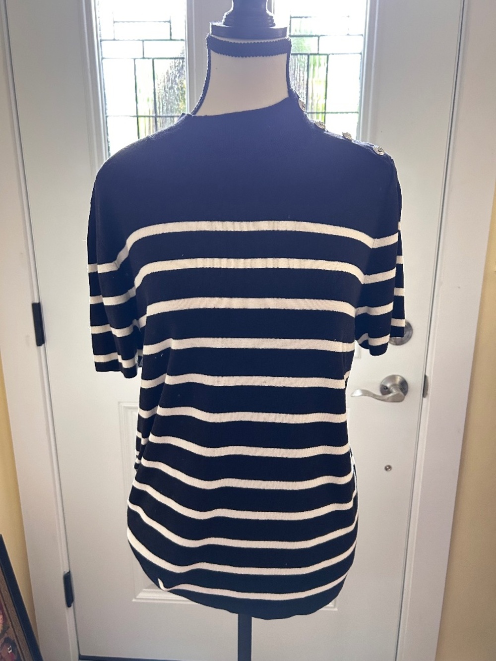 Talbots mock neck short sleeve sweater size L